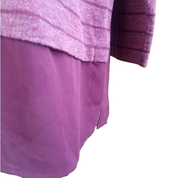 Loft Lounge thin knit maroon top sheer hem M - Picture 7 of 7